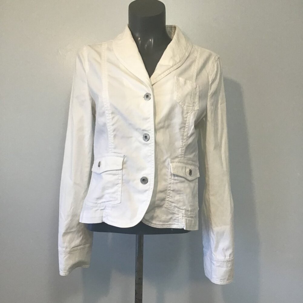 GAP Unconstructed White Single Breasted Cotton Blazer Size 10